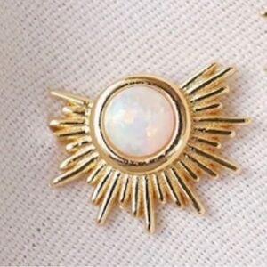 14K Gold Sunburst Opal Stud Earring